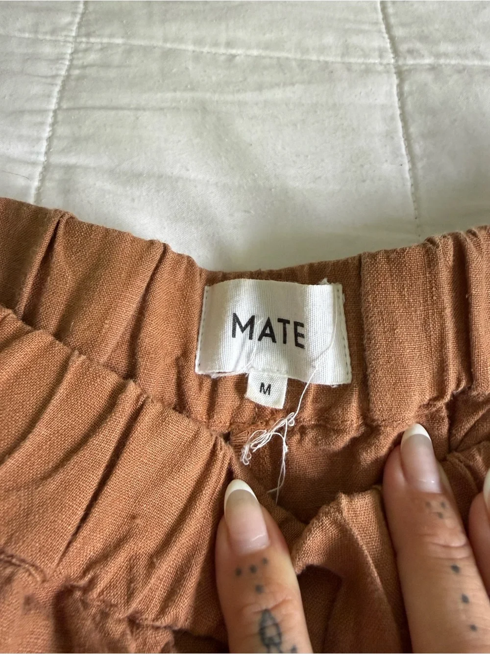 MATE THE LABEL Wide-Leg Linen Blend Pants in Rust - Picture 2 of 2